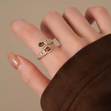 Tiger Eye Dual Curve Ring
