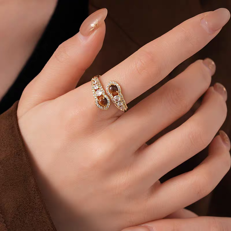 Tiger Eye Dual Curve Ring