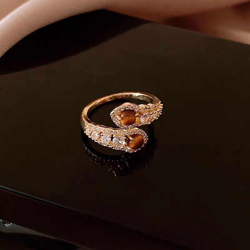 Tiger Eye Dual Curve Ring