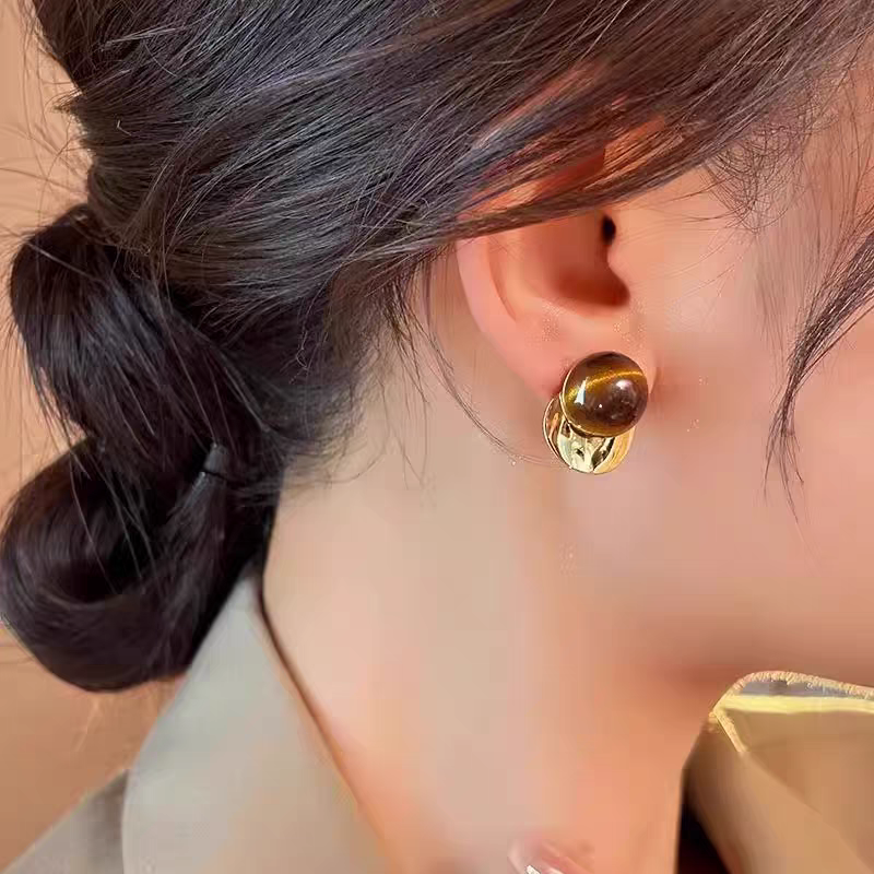 Tiger Eye Sphere Earrings