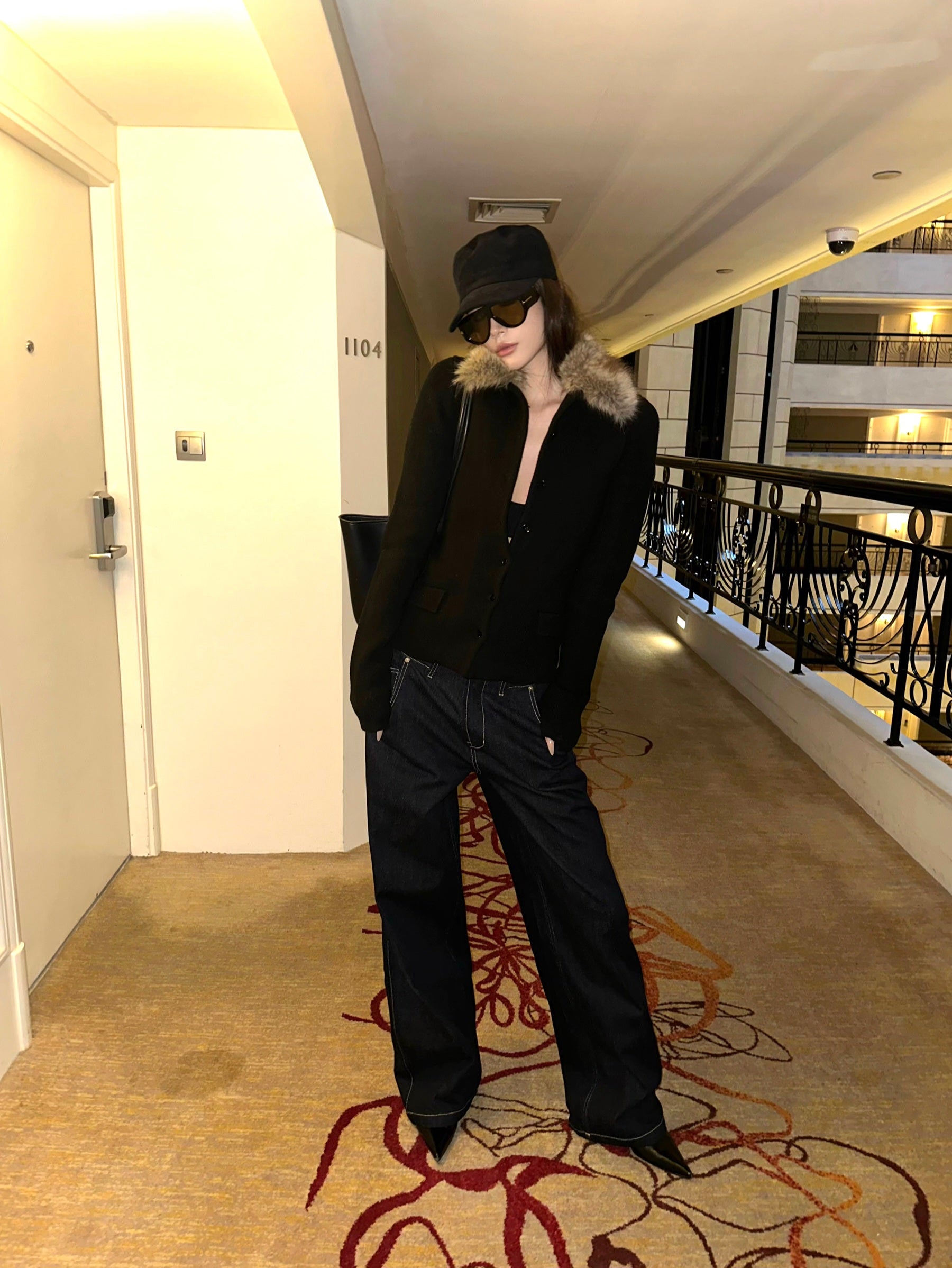 [Pre-sale] City Night Fur Collar Knit Jacket