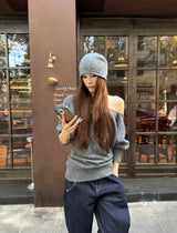 [Pre-sale] Effortless Off-Shoulder Knit & Beanie