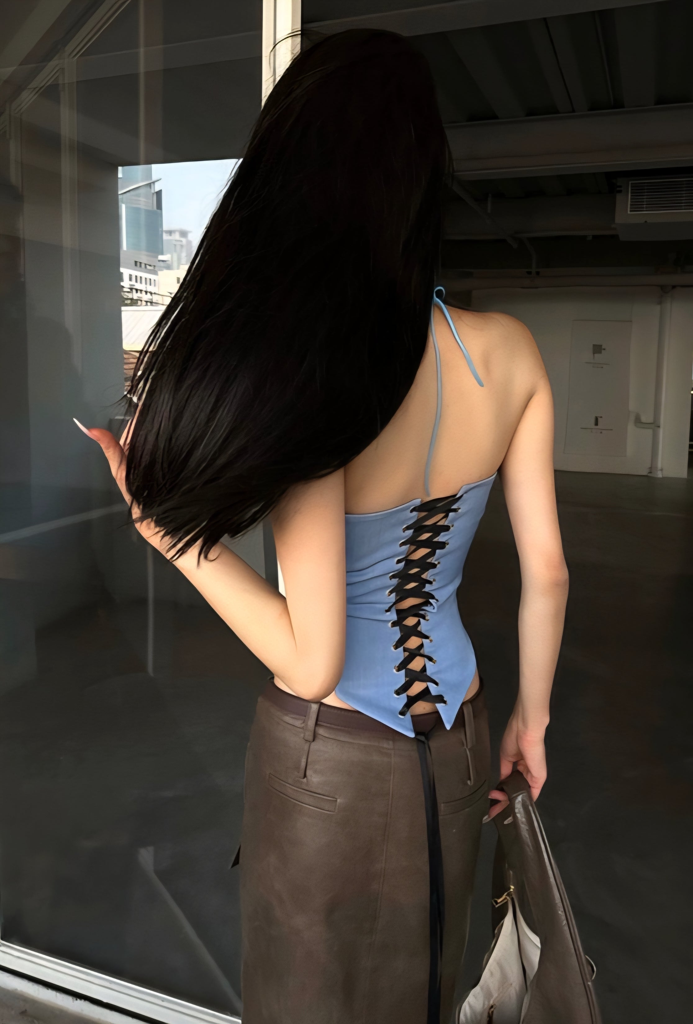 Rive Gauche Lace-Up Top