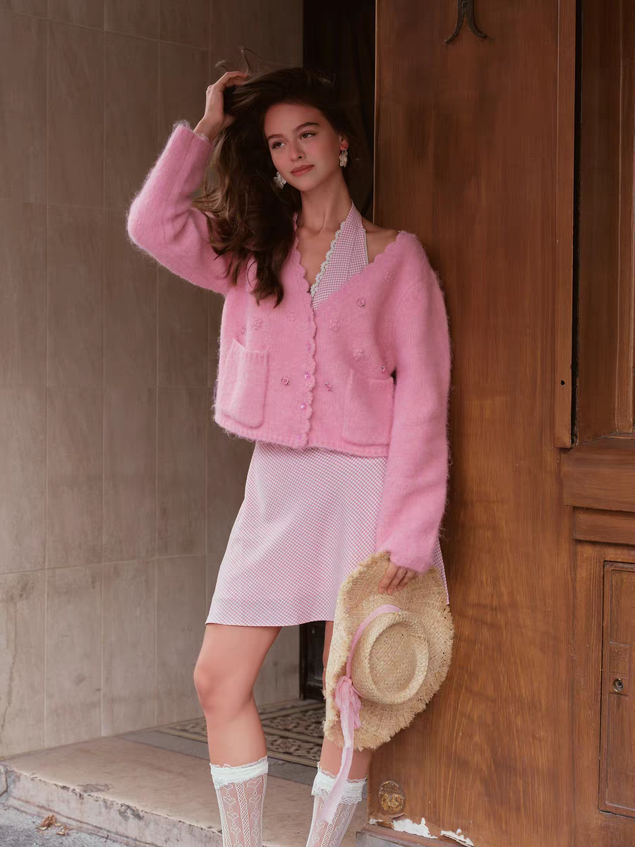 Lovely Sweetheart Halter Mini Dress & Cardigan