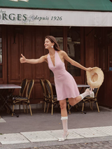 Lovely Sweetheart Halter Mini Dress & Cardigan