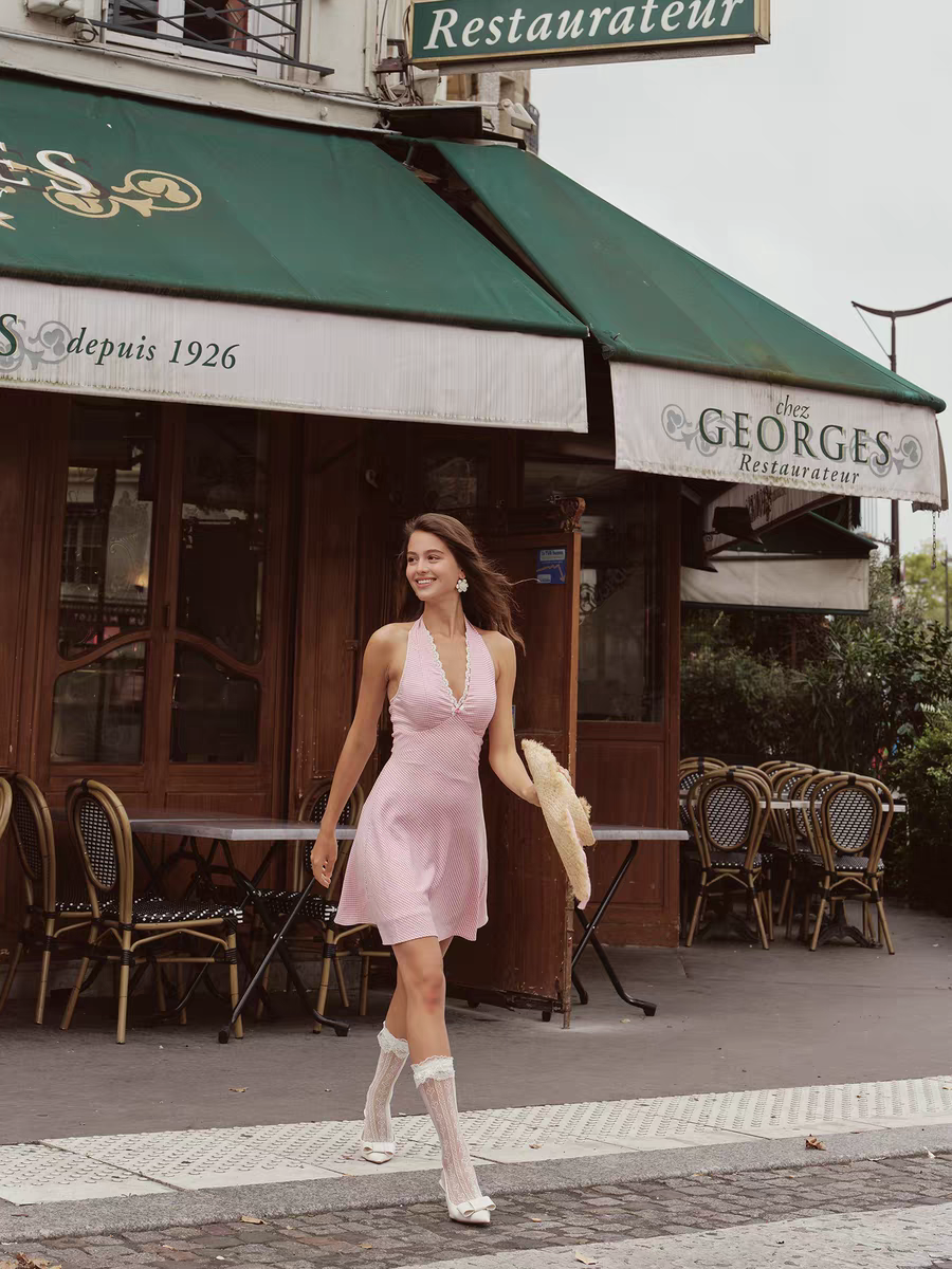 Lovely Sweetheart Halter Mini Dress & Cardigan