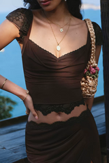 Salt Air Lace Cowl Top