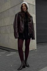 Burgandy Luxe Oversized Leather Jacket