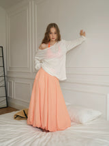 Orange Peach Striped Maxi Skirt