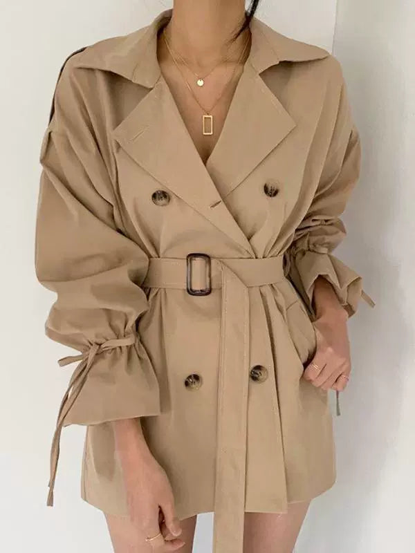 Caramel Luxe Belted Trench Dress