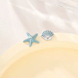 Starfish & Shell 925 Sterling Sliver Stud Earrings