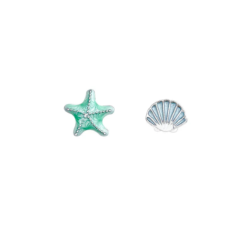 S925 Silver Needle Starfish Shell Stud Earrings Women's Small and Exquisite Design Earrings Versatile Temperament Internet Celebrity Same Earrings