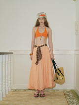 Orange Peach Striped Maxi Skirt