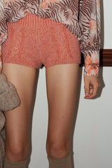 Coral Shimmer Knit Shorts