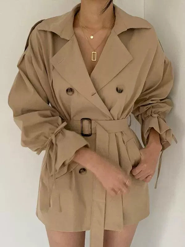 Caramel Luxe Belted Trench Dress
