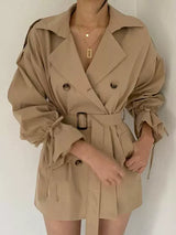 Caramel Luxe Belted Trench Dress