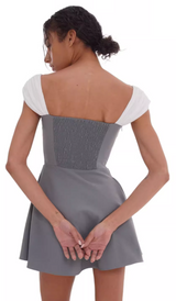 Ribbon Strap Off-Shoulder Mini Dress