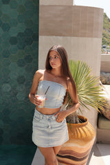 Glimmer Denim Top & Skirt Set