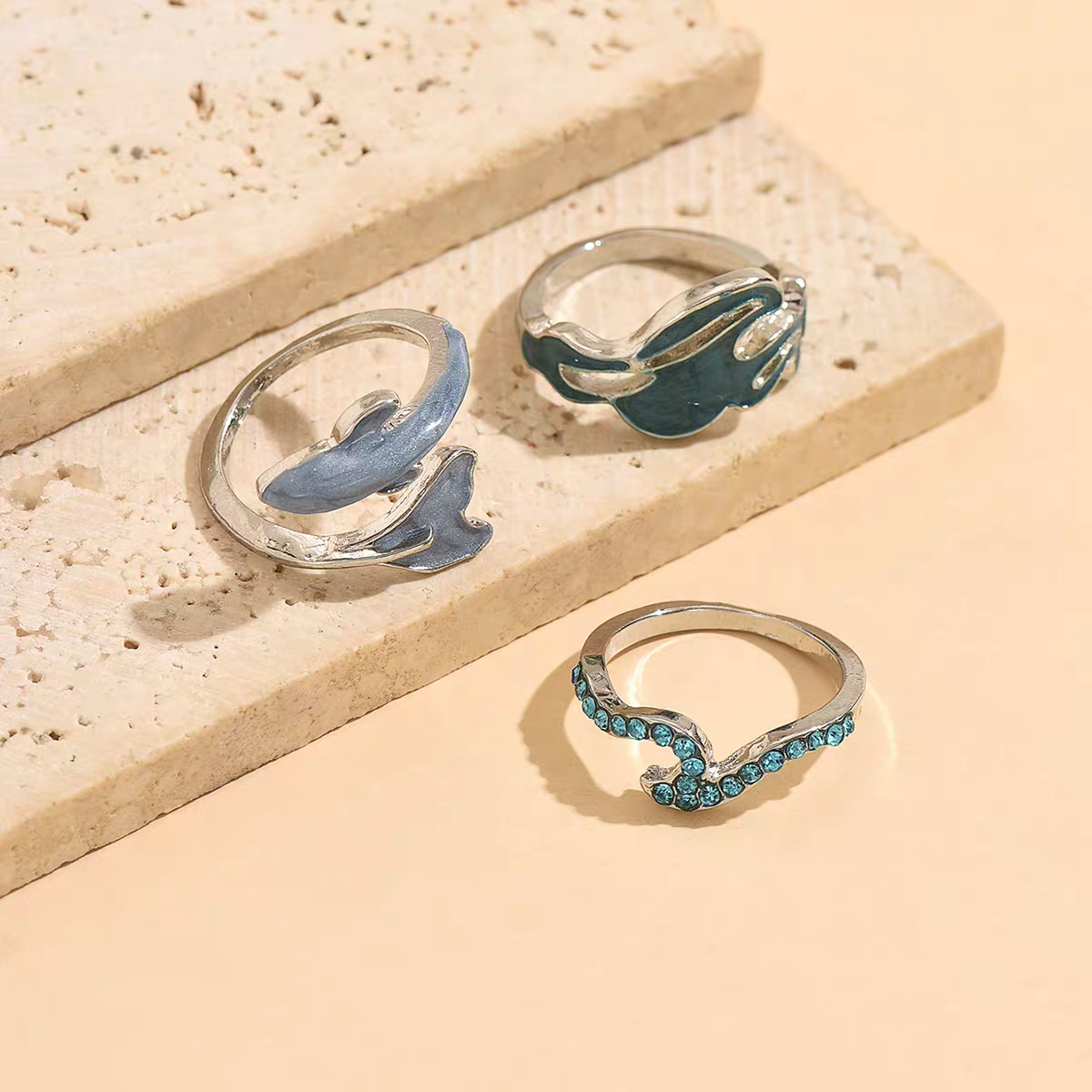 Blue Whale Ring Set