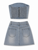 Glimmer Denim Top & Skirt Set