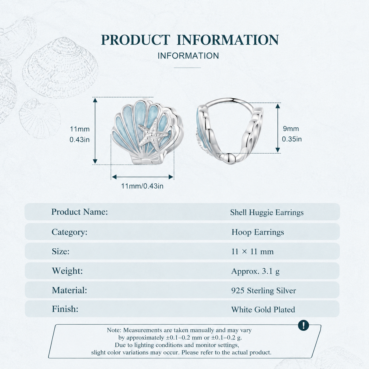 Ocean Shell 925 Sterling Sliver Earrings