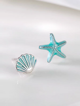 Starfish & Shell 925 Sterling Sliver Stud Earrings