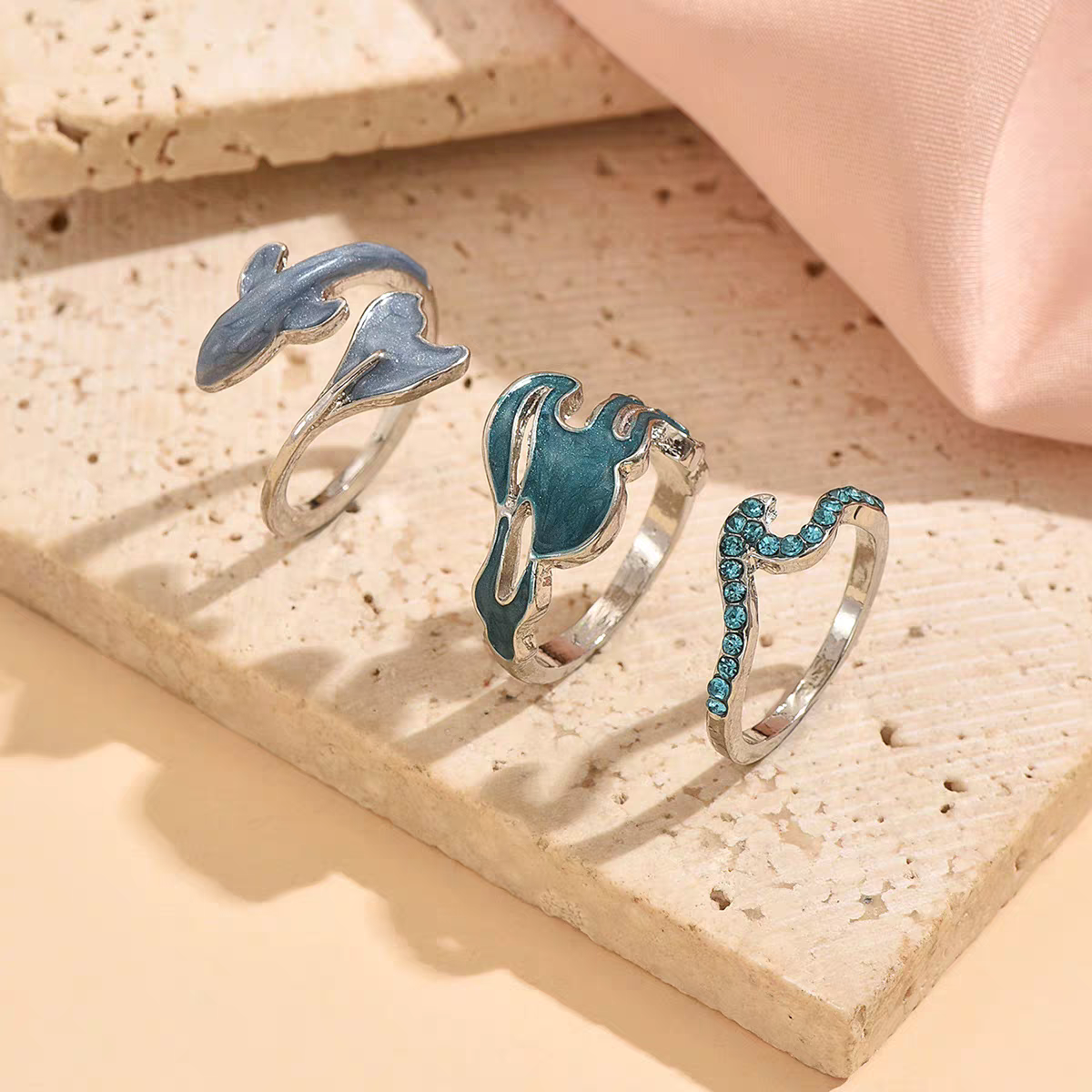 Blue Whale Ring Set