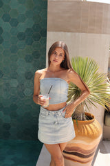 Glimmer Denim Top & Skirt Set