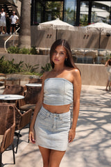 Glimmer Denim Top & Skirt Set