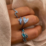 Blue Whale Ring Set