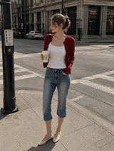 Washed Capri Denim Pants