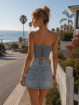 Glimmer Denim Top & Skirt Set