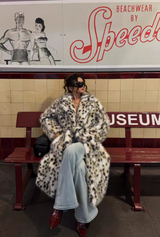 Dalmatian Print Faux Fur Long Coat