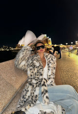 Dalmatian Print Faux Fur Long Coat